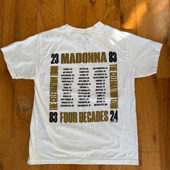 Madonna “The Celebration Tour” 2023–2024 Tee — Gold Corset Graphic — Size M - Picture 4 of 5